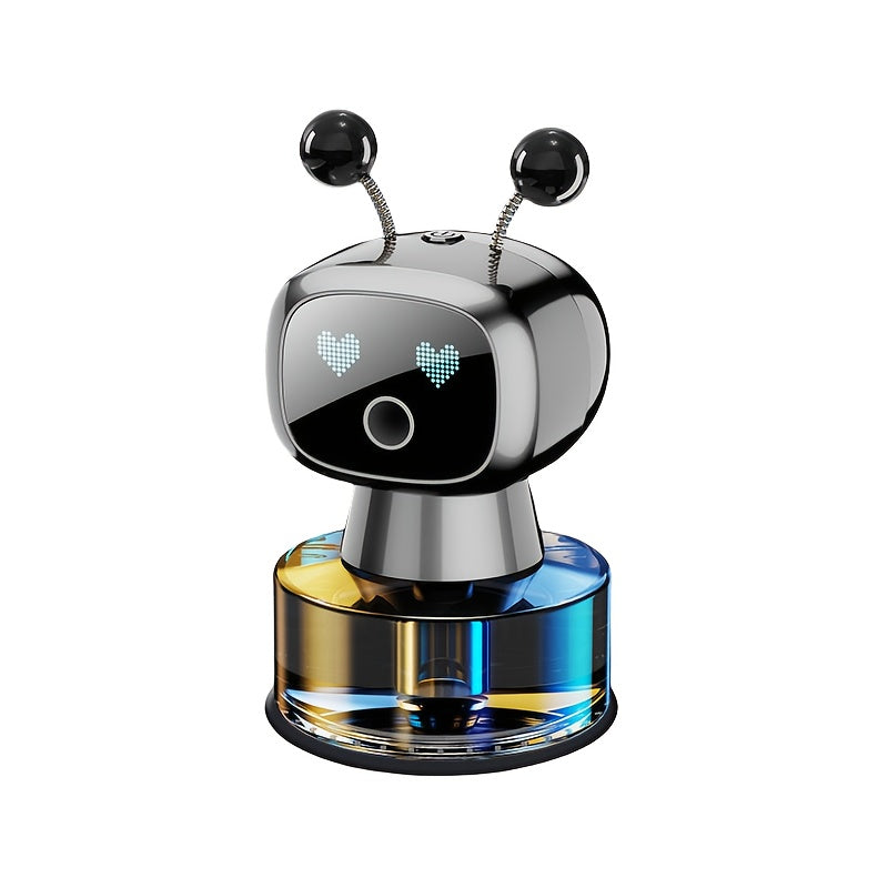Robot Car Air Freshener Auto Spray – AI Dynamic Expression, 4 Fragrance Gears, Car Start/Stop Trigger, 5 Scents, Cool Vent Clip Car Decoration Gift for Men & Women