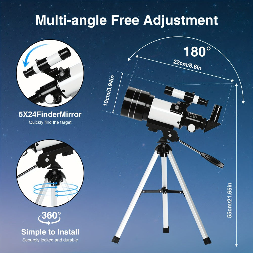 150X Telescope 70mm Aperture for Adults High Power Portable Monocular with Tripod Phone Holder Eyepiece Barlow Lens for Stargazing Nature Viewing Bird Watching Education Gift