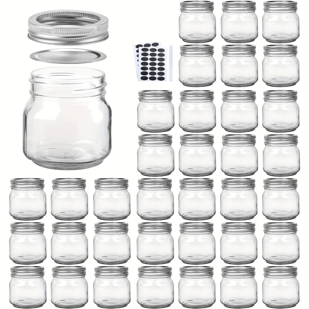 Mason Jars 8oz Glass Jars with Lids – 9/18/27/36 Pack Regular Mouth Canning Jars for Storage, Spices, Jelly, Jam, Honey & Caviar | Dishwasher Safe Spiral Lid Kitchen Storage Containers Set
