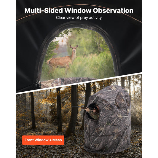 Hunting Ground Blind for One Person, Pop-Up Camouflage, 44 × 36 × 53 Inches