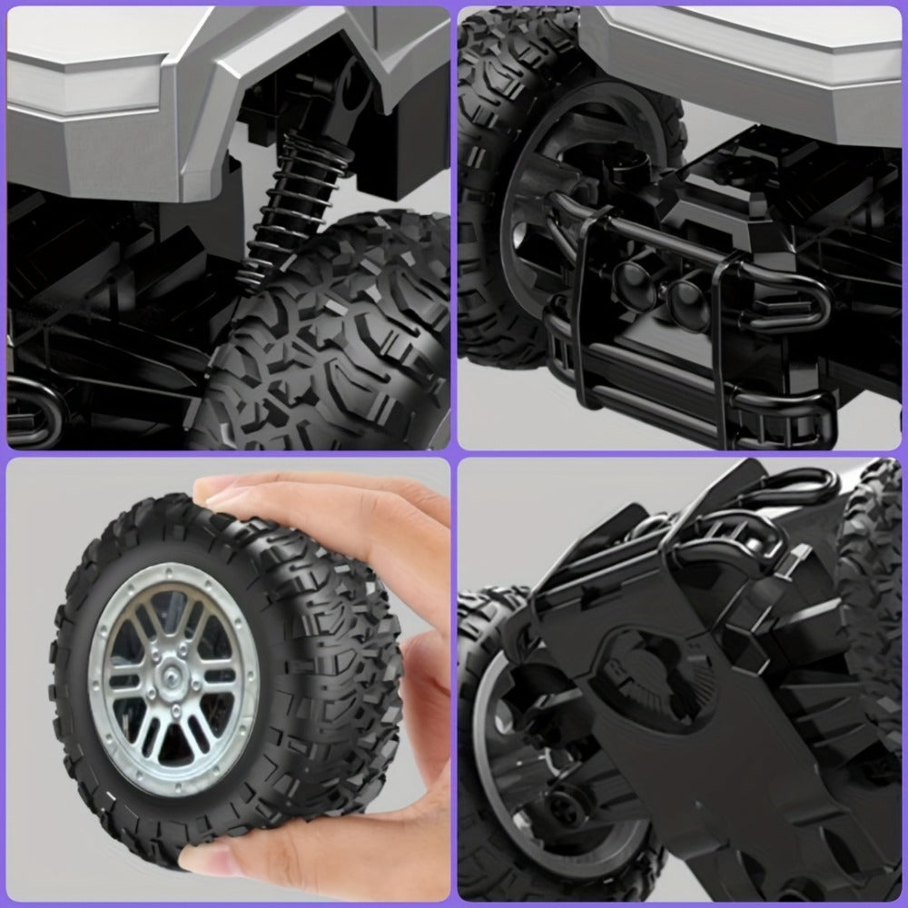 1:16 RC Monster Truck, 4WD Off-Road Pickup with LED Lights and 45° Climbing