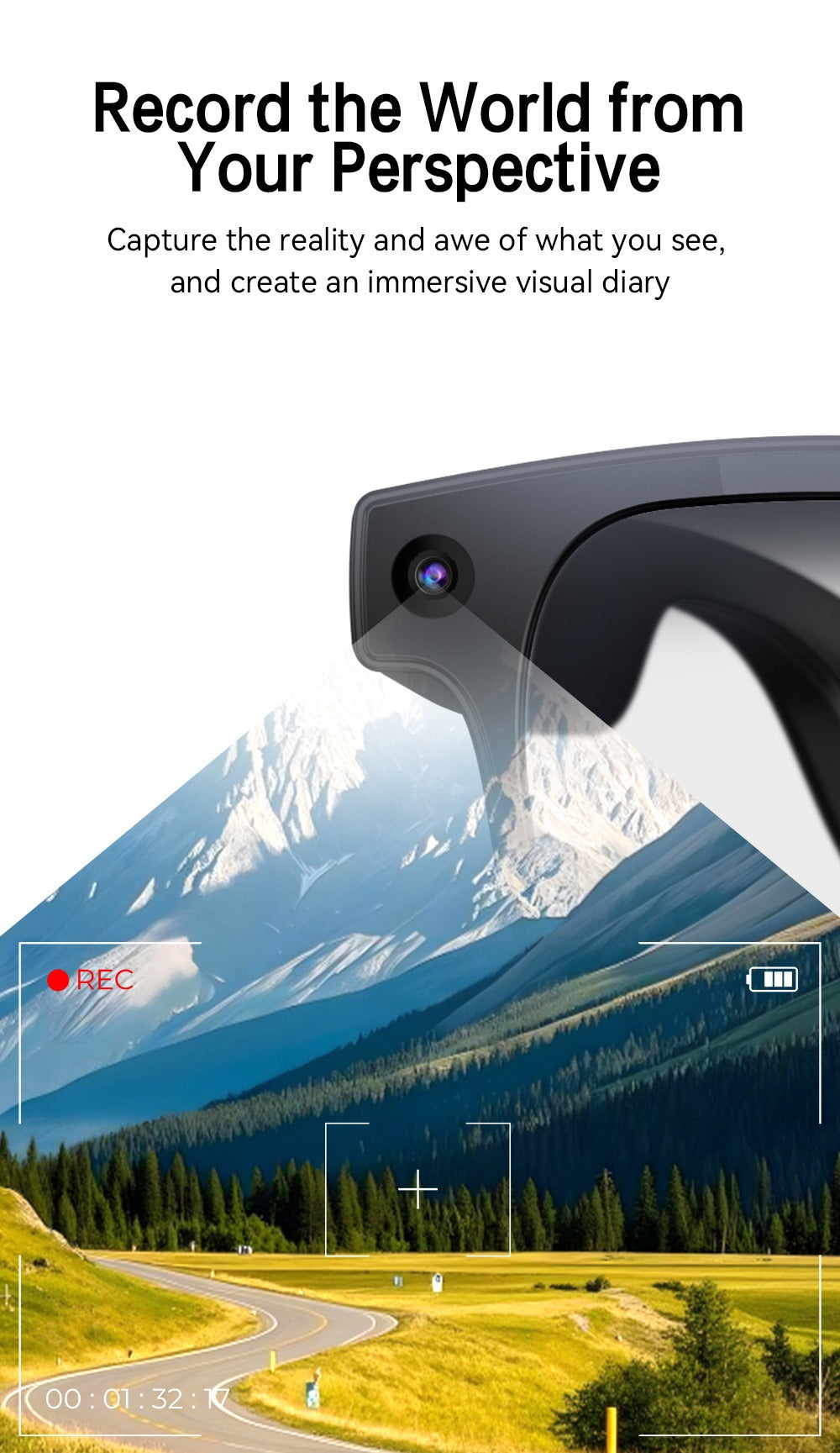 Bluetooth Smart Glasses with 8MP HD Camera – AI Real-Time Translation, Object Recognition, Touch Control, Bluetooth Call & Music, Wearable for Men & Women
