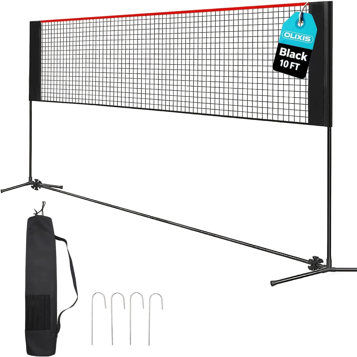 Badminton Volleyball Net Portable Adjustable Height 10ft 14ft 17ft Weather-Resistant Outdoor Indoor Backyard Pool Court Net with Carry Bag for Backyard Lawn Beach Park Play