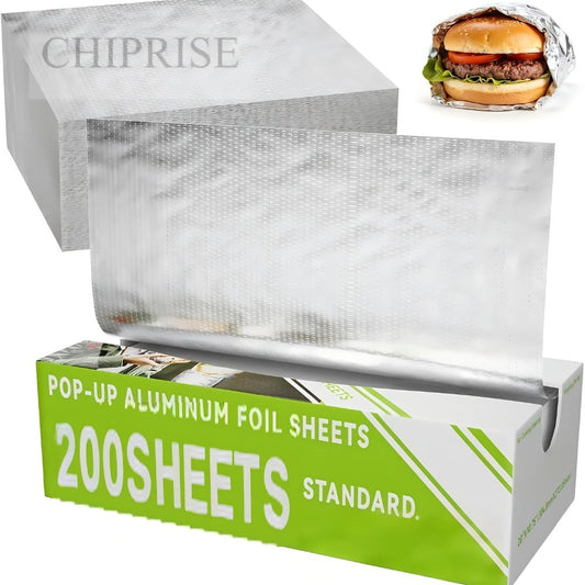 Pre-Cut Aluminum Foil Sheets, 200-Count Pop-Up Box, 9 x 10.75 Inches