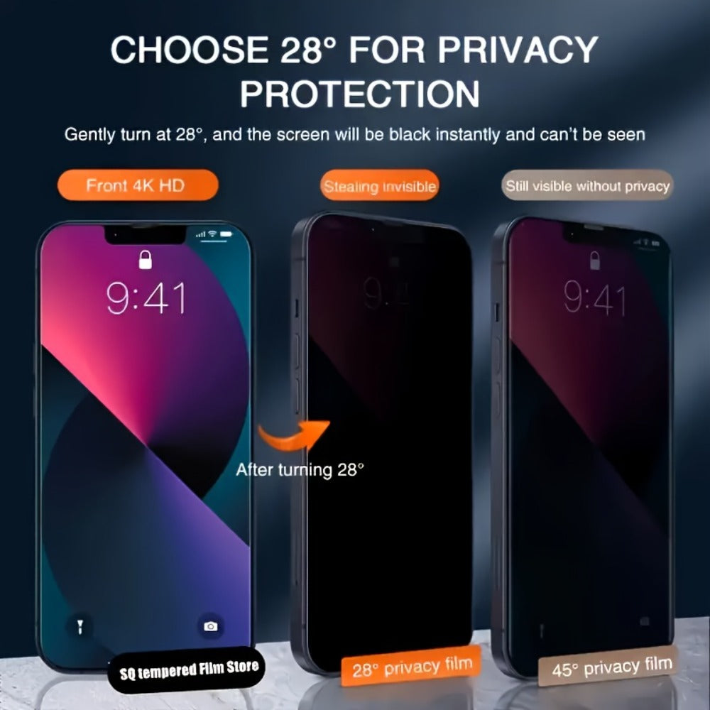 Privacy Screen Protector for iPhone 360° Anti-Peep 9H Tempered Glass – Full Coverage Blue Light Filter, Face ID Compatible, iPhone X XS XR 11 12 13 14 15 16 17 Air Pro Max Plus