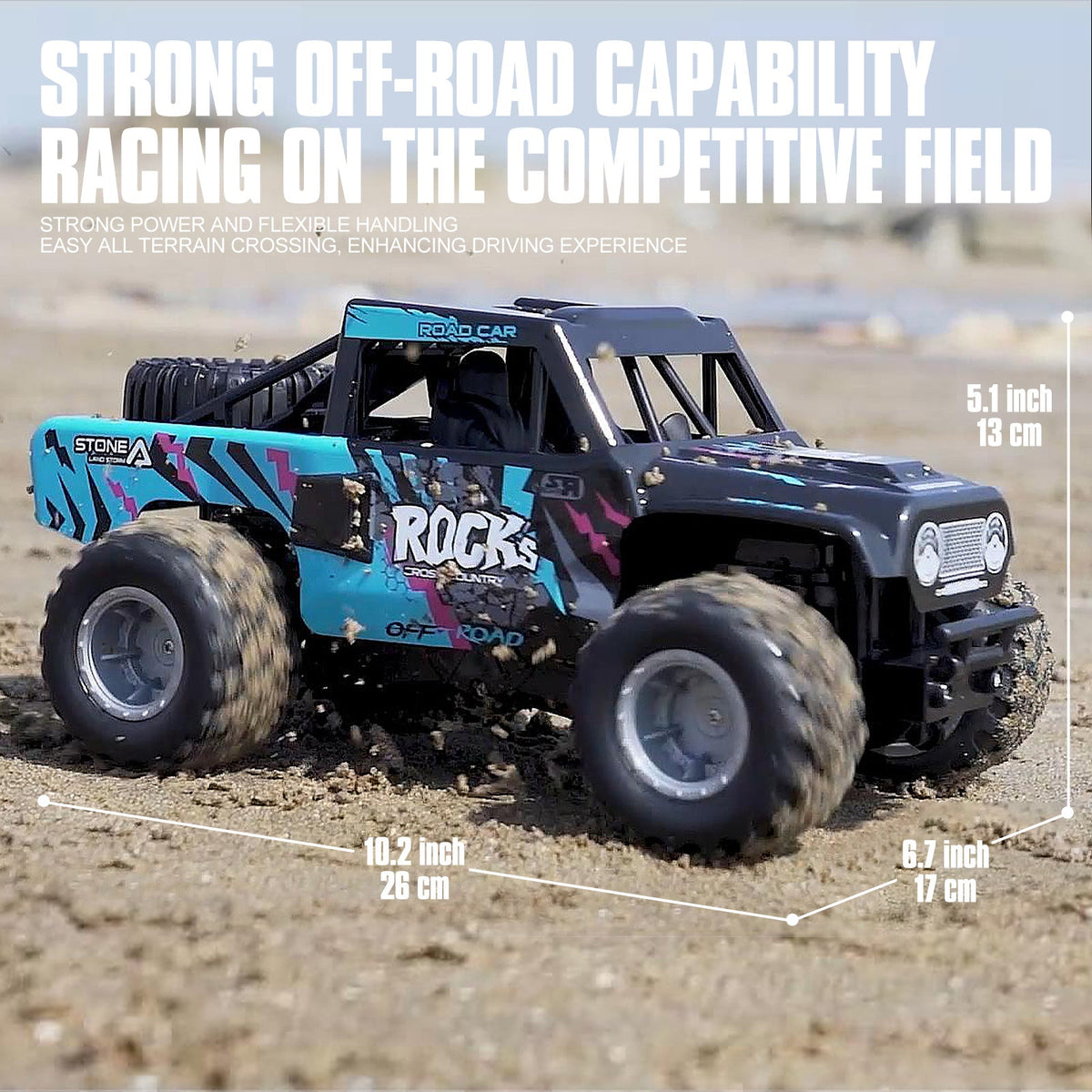 Amphibious RC Car 1:16 Scale 4WD, Waterproof Monster Truck or Pickup, 2 Batteries