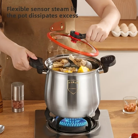 Stainless Steel Cooking Pot with Lid and Non-Stick Surface for Soups and Stews