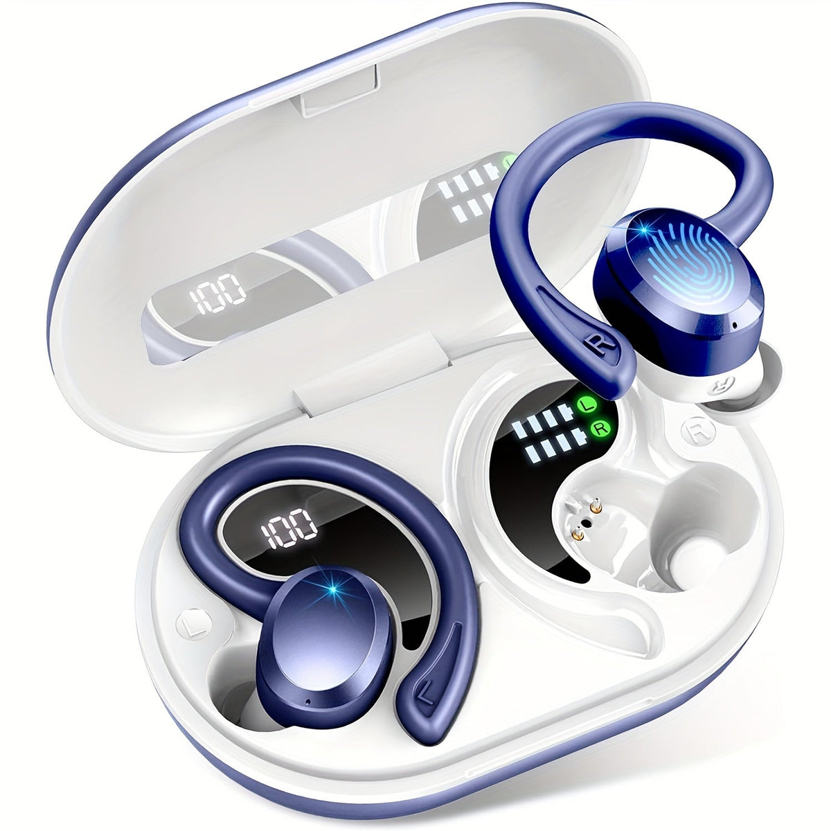 48H Wireless Sport Earbuds Q38 Bluetooth 5.3 with 14.2mm Driver Stereo Sound – Earhook Noise Cancelling Mic Over-Ear Headset for Workout Running Gym Outdoor Sports