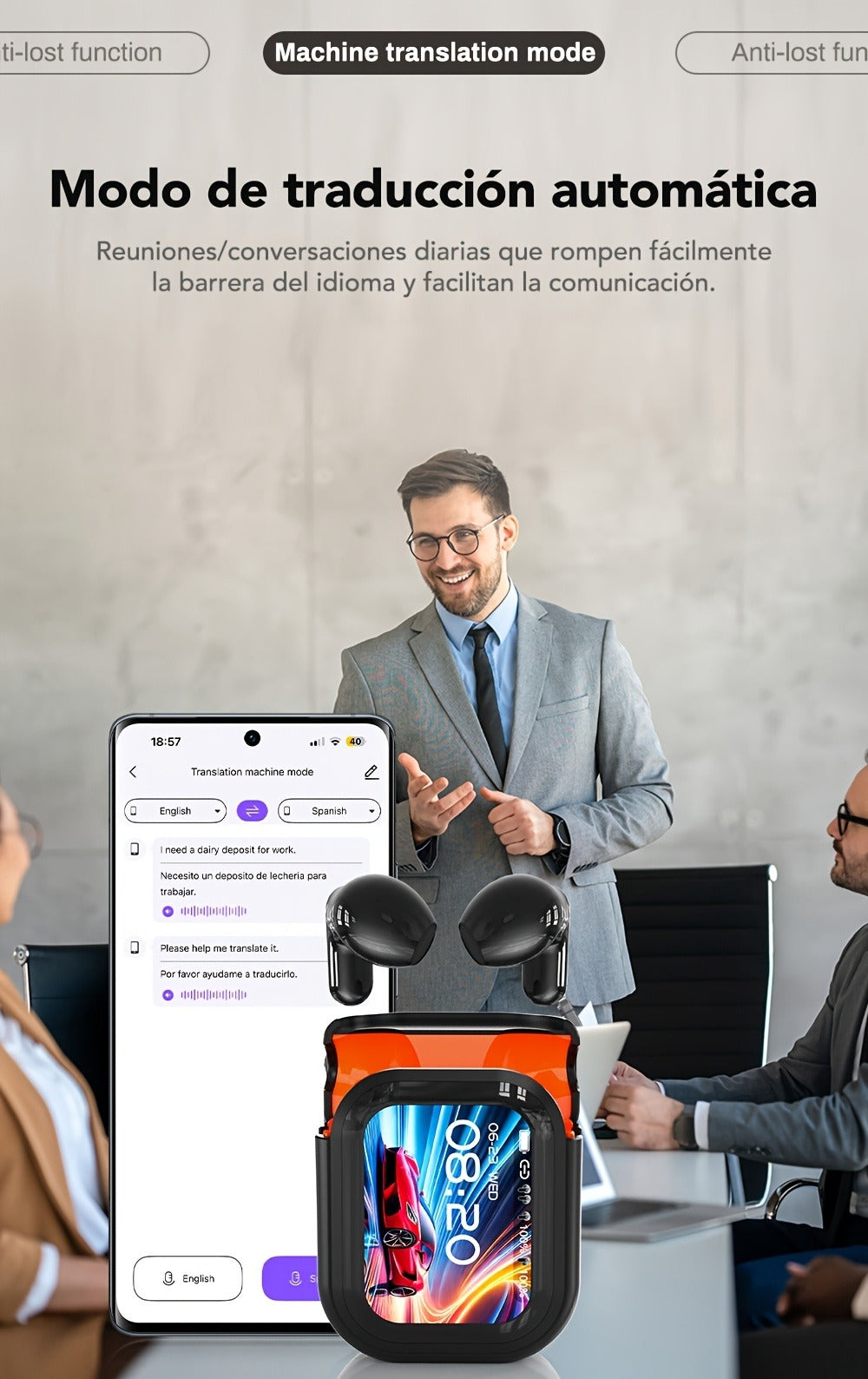 AI Translation Earbuds 136 Languages Real-Time Bidirectional Translation LDAC HD Sound True Wireless Bluetooth for Business Travel Meetings International Use