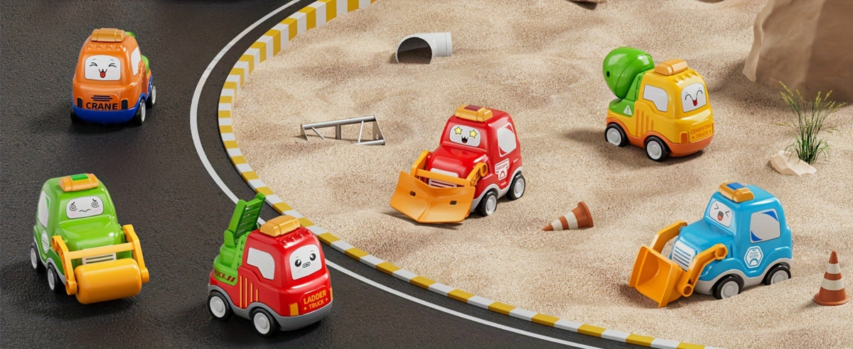 Car Carrier Truck Toy with 6 Cars, 16.9" Transport Construction Truck with Lights & Sounds