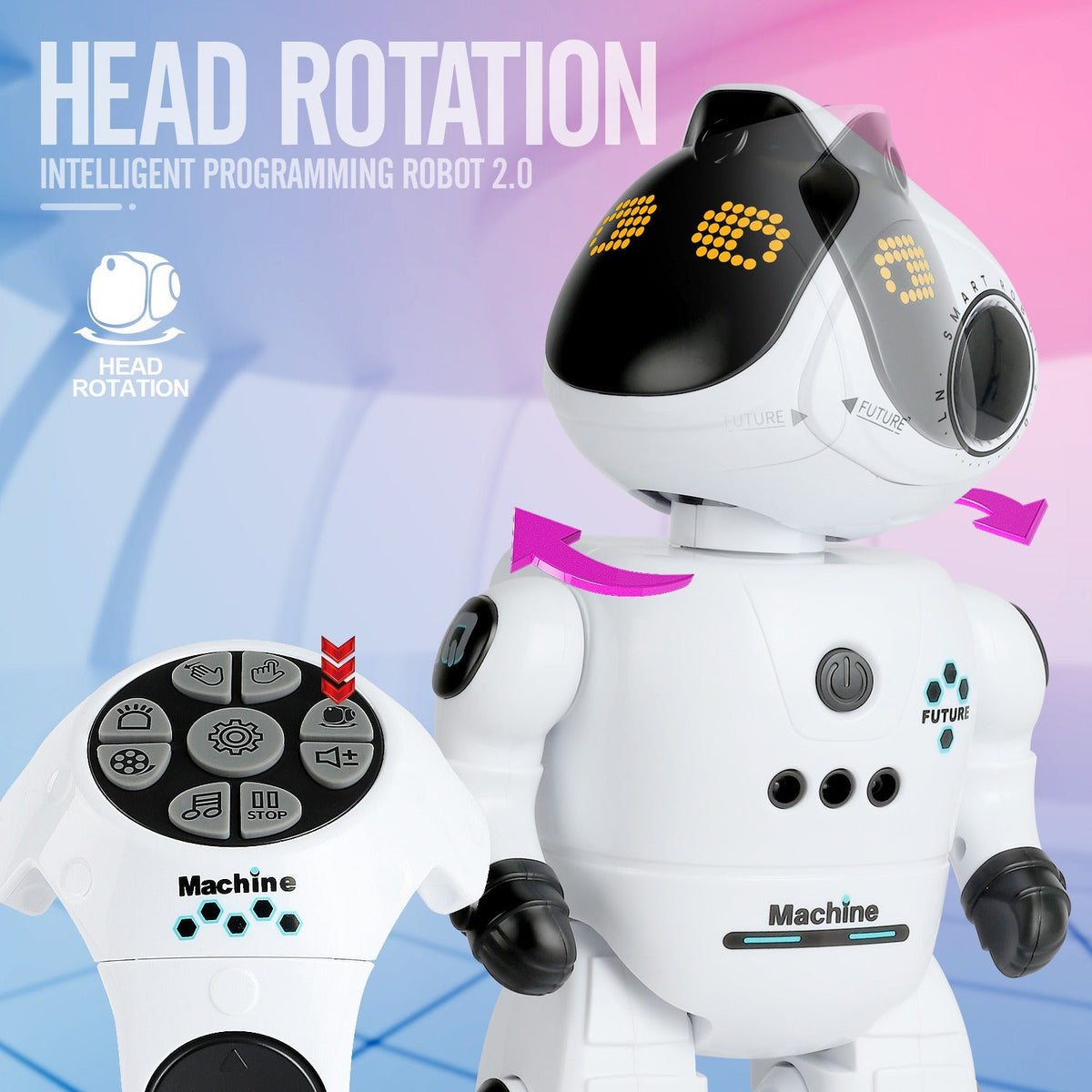 Gesture Control RC Robot Toy for Kids – Voice Recording, Programming, EMO LED Infrared Intelligent Interactive Robot, STEM Gift for Boys Girls Ages 6 7 8 9 10, Birthday Christmas (Green/Blue/Yellow)
