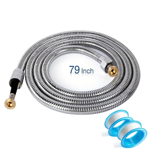 Shower Hose, 78.7-Inch 304 Stainless Steel with Chrome Finish and Shower Head Holder