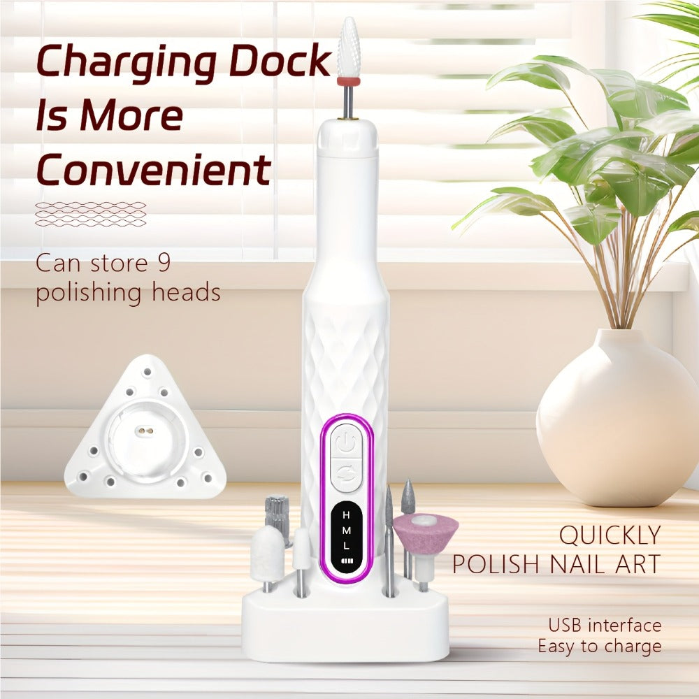 Adjustable Speed Nail Drill Machine 20000RPM with Digital Display — Portable Electric E-File for Acrylic Gel Natural Nails, Professional Nail Sander with Accessory Bits for Home & Salon Manicure Pedicure