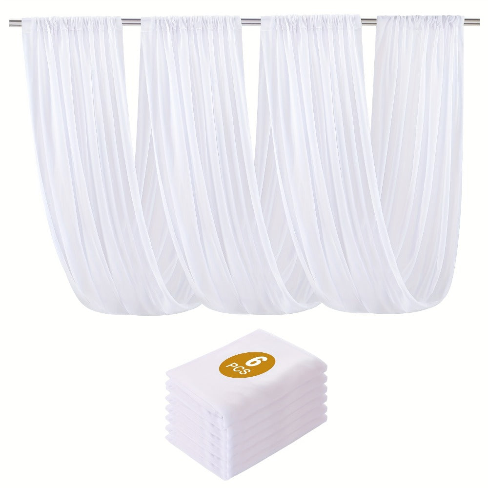 6-Pack Chiffon Ceiling Drapes for Wedding 63x118in - Sheer Polyester Backdrop Curtains with Rod Pockets for Wedding Arch, Party Stage, Photography, Ceremony & Event Decoration Swag