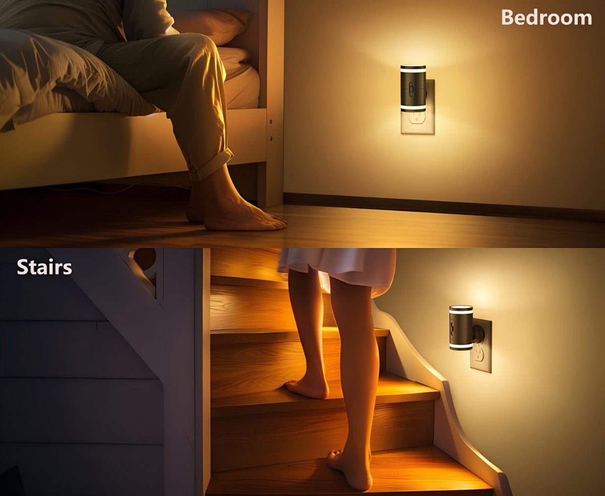 LED Night Light Plug In Dusk to Dawn Sensor – 5-120LM Adjustable Brightness, 3 Color Temperatures, Modern Plug-In Night Lights for Hallway, Bedroom, Staircase, Bathroom & Toddler Room, 2 or 4 Pack