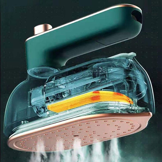 Handheld Steam Iron 33W with 50ml Transparent Tank and Triangular Tip - Green