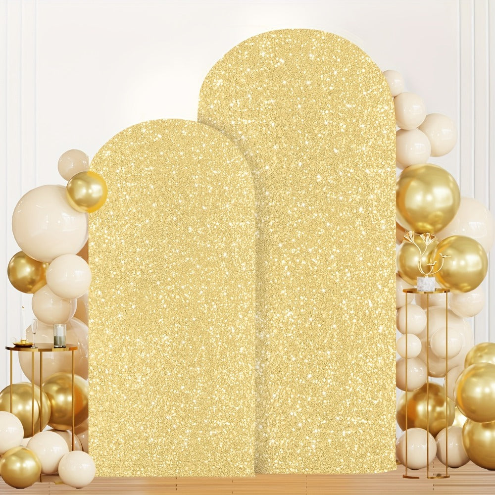 Glitter Sequin Arch Cover 2 Set 6Ft & 7.2Ft Metallic Spandex Payette Panel Wedding Arch Backdrop Cover for Wedding Ceremony, Birthday Party, Bridal Shower & Event Decoration