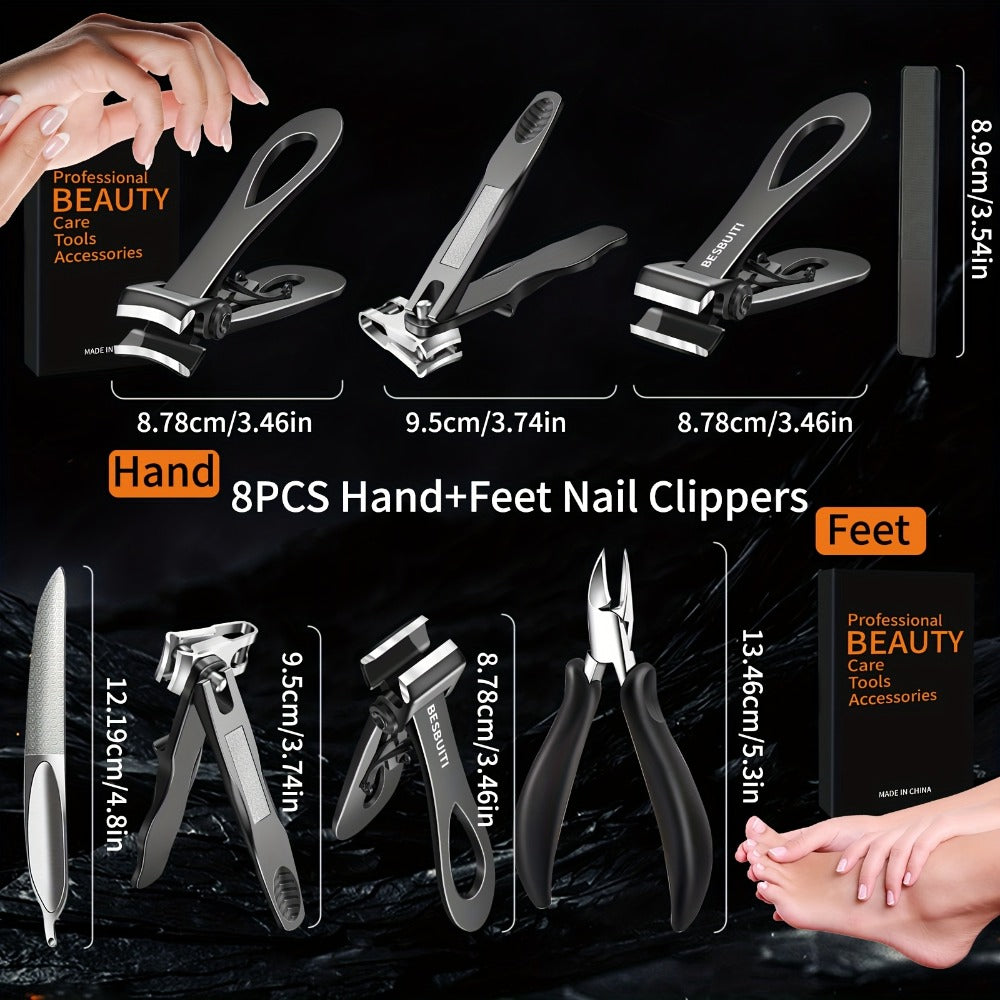 Thick Toenail Clipper Set for Seniors & Diabetics — Wide Jaw Ingrown Toenail Clipper, Heavy Duty Angled Nail Clipper & Nail File Kit for Men and Women, Professional Thick Nail Cutter Tool