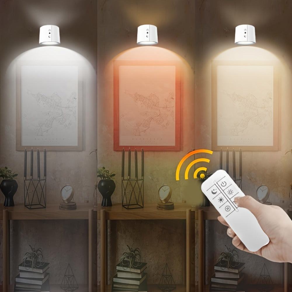 Rechargeable Magnetic LED Wall Sconce 360° Rotatable – Touch & Remote Control 3 Color Temps Dimmable USB-C Wireless Wall Light for Bedroom Hallway Stairs Reading – 2 Pack Black/White
