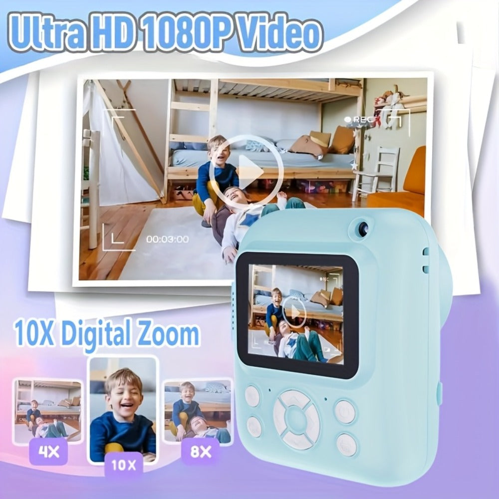 Kids Instant Print Camera with MP3 Player, Games, 10x Zoom and 2.4-Inch Screen