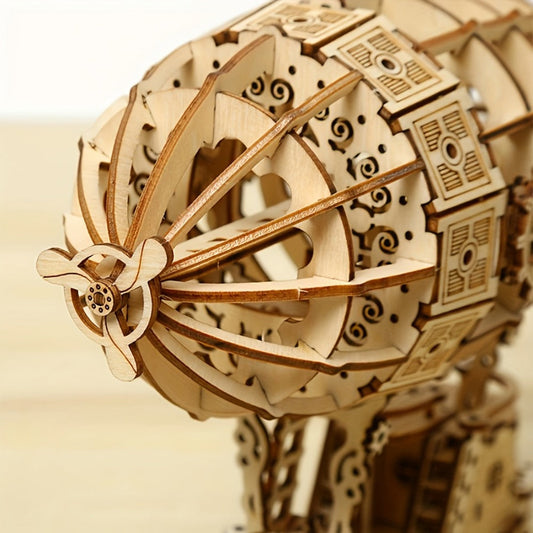 Steampunk Airship Wooden Model Kit, DIY 3D Puzzle for Display