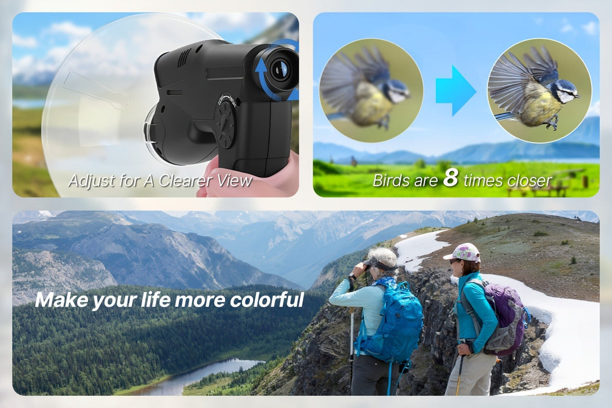 Bionic Ear Monocular Bird Listening Device 8x Magnification, ProSound Digital Sound Amplifier, Long Range 1200M, Noise Cancellation, for Bird Watching Hunting Nature Observation, Halloween Christmas Gift