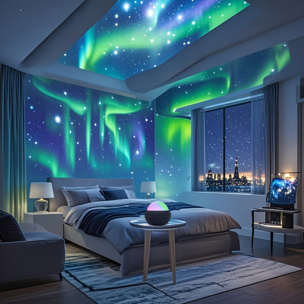 Aurora Magic Ball Light USB Plug-In with Remote – Color Rotating Aurora Borealis Effect Night Light for Bedroom, Living Room & Party Atmosphere Decor