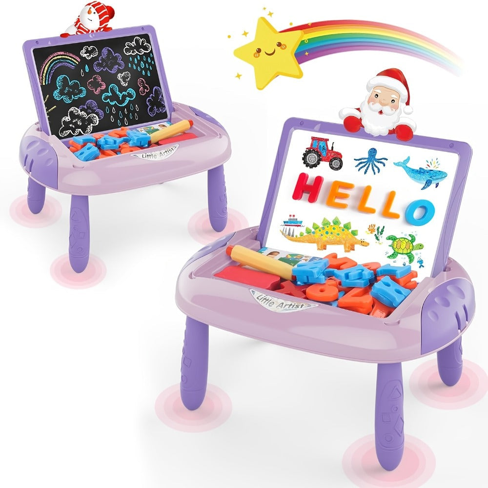 Magnetic Doodle Board Double Sided for Kids – Portable Foldable Drawing Writing Easel with Teaching Supplies Creative Toy Gift for Boys Girls Toddlers Ages 3+ Birthday Christmas