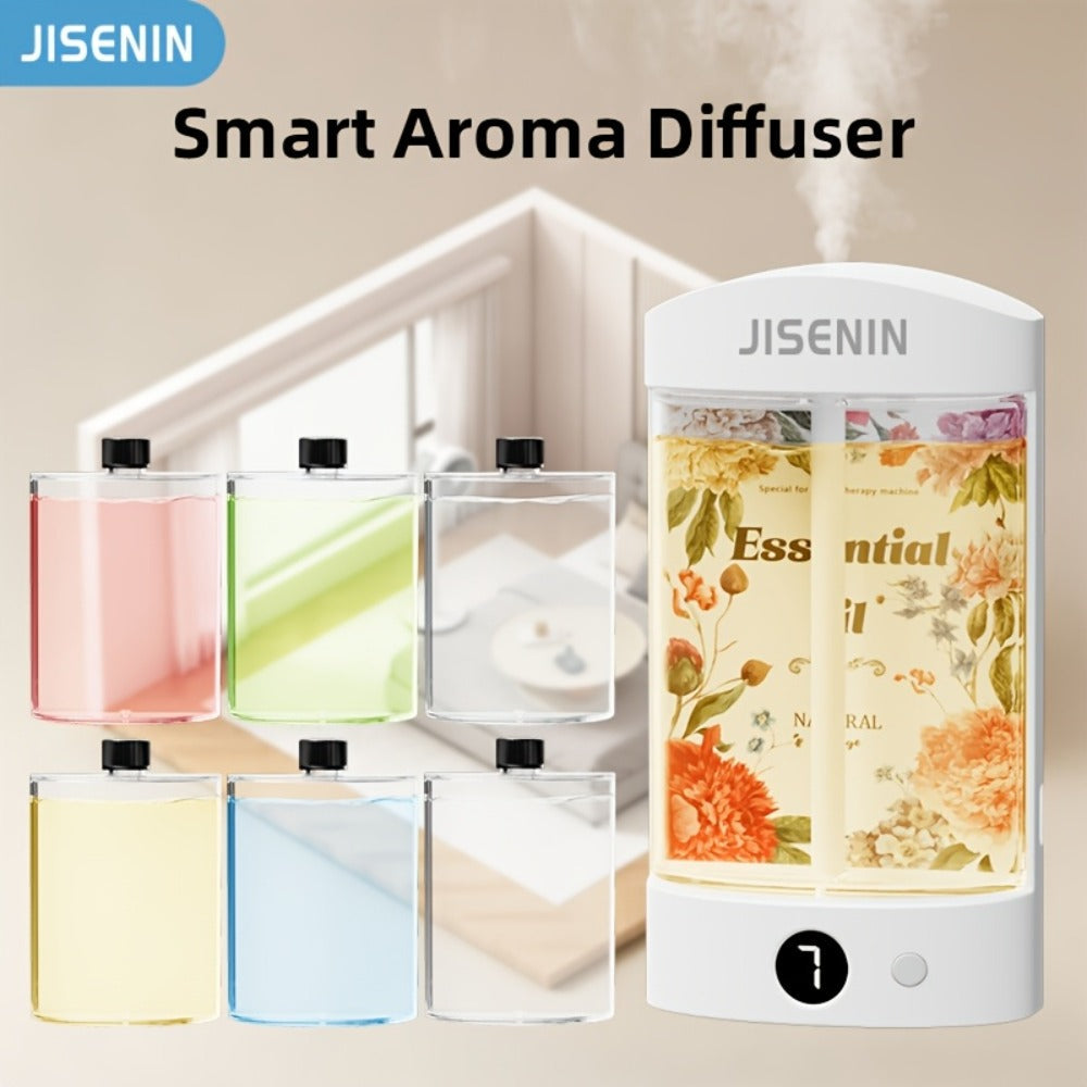 Mini Aroma Diffuser & Humidifier 2-in-1 Portable USB Rechargeable – 7-Level Timer, Silent Operation, LED Display, Auto Shut-Off, Essential Oil Bundles for Home Car Office Travel