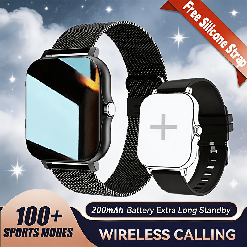 2-in-1 Smartwatch with Wireless Earbuds, Bluetooth Calling & Music Playback, HIFI Sound Quality, HD Lens Camera, Built-in Microphone, UV Protection, Magnetic USB Charging, Dual Strap – Outdoor Sports Smart Watch for Men & Women