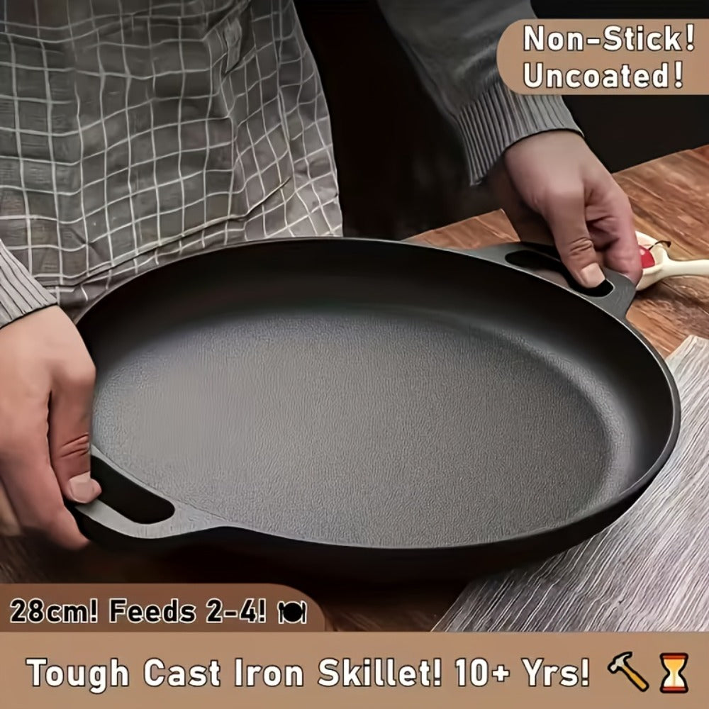 Pre-Seasoned Cast Iron Skillet Set 2 & 3 Piece – Non-Stick Durable Even-Heating Pan for Pizza, BBQ & Pancakes | Oven, Stovetop, Grill & Campfire Safe Versatile Home & Outdoor Cooking Cookware