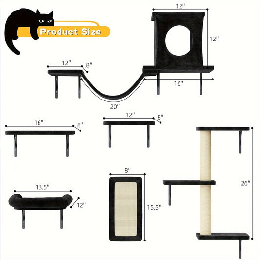 Cat Wall Shelves and Climbing Furniture with 7-Piece Set Options