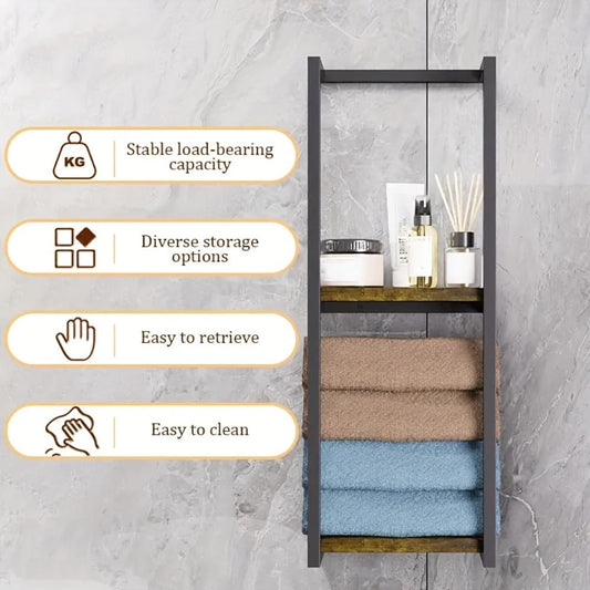 Wall-Mounted 2-Tier Towel Rack, 11.2-Inch Width, 1-Pack or 2-Pack