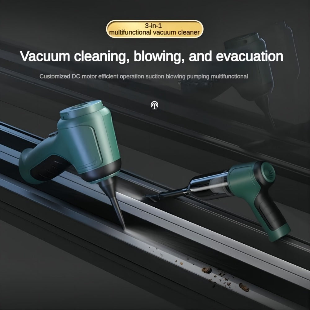 Cordless Handheld Vacuum Cleaner 3-in-1 Wireless with High Suction Power, Extended Battery Life – Portable Car & Home Vacuum for Dust, Debris & Pet Hair with Suction, Air Extraction & Blowing Modes