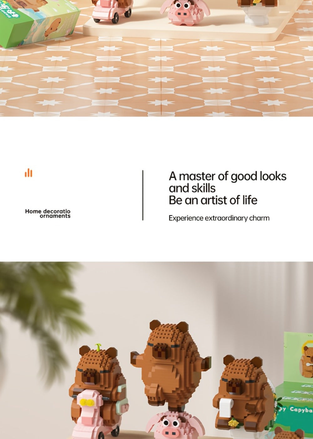Capybara Micro Brick Scene Building Set with 4 Design Options