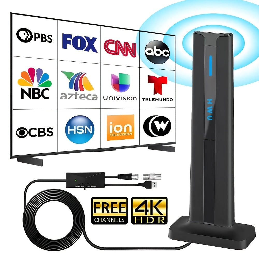 Magnetic Base TV Antenna Indoor – 4K 1080P HD, VHF & UHF Signal Booster Amplifier, Portable Digital Antenna for All TVs, 1pc or 2pcs Bundle