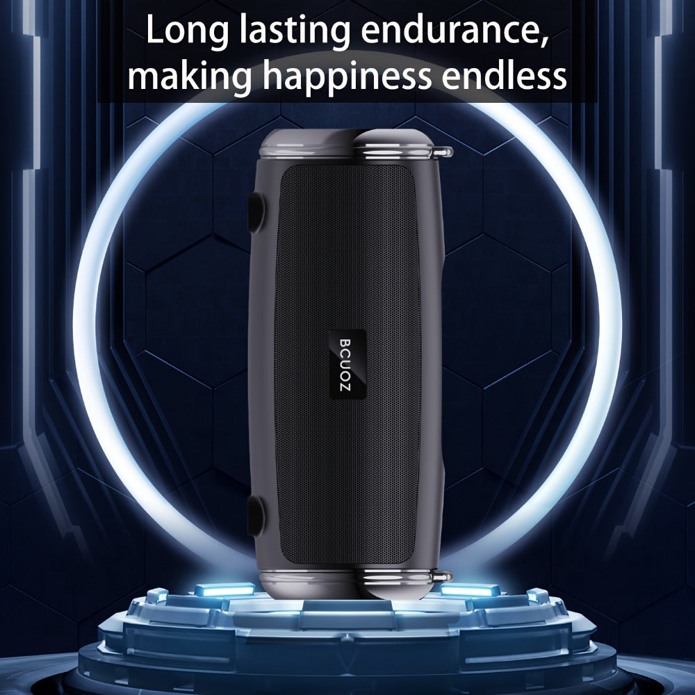 3D Surround Sound Bluetooth Speaker with Subwoofer BCUOZ, Portable Wireless Bass Speaker TWS Stereo, Hands-Free Calling, FM Radio, AUX USB Input, Deep Bass Compact Speaker for Home Outdoor Travel Office