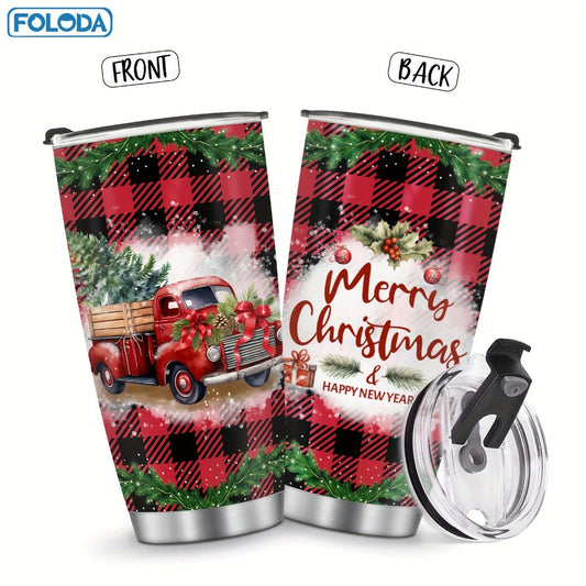 Christmas Insulated Tumbler, 20 oz Stainless Steel with Lid and Straw, 7 Designs