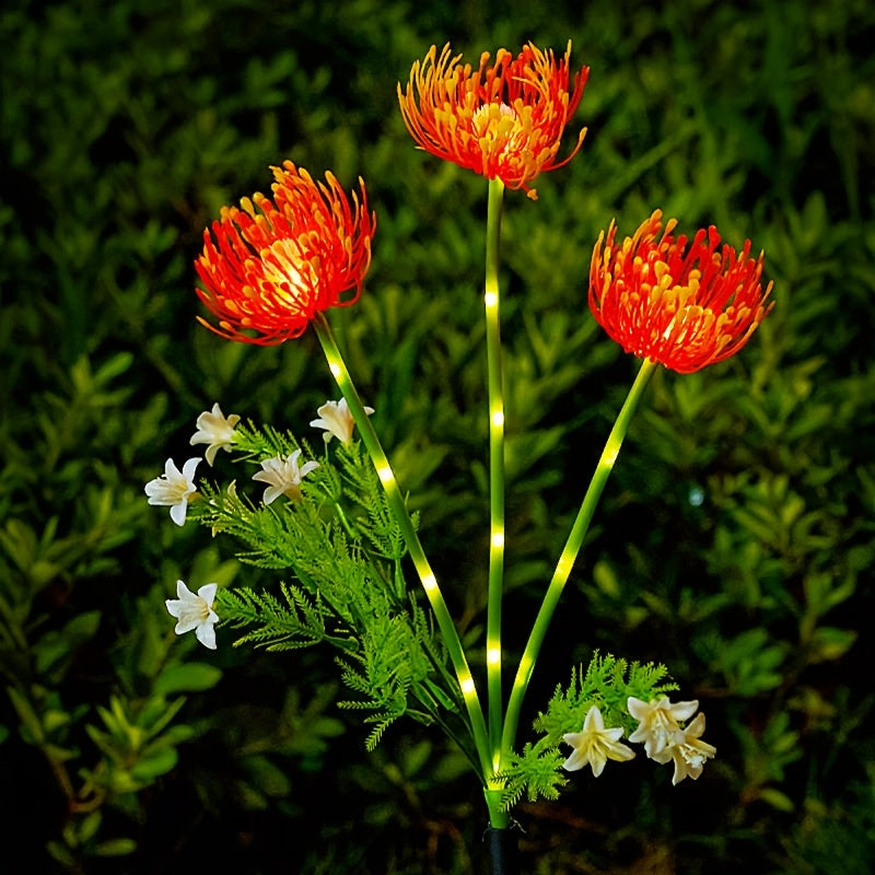 Solar Powered Flower Garden Lights 2-Pack – 3-Head Outdoor Lawn Simulation Shore Flower Stake Lights for Courtyard, Garden, Pathway & Landscape Decoration