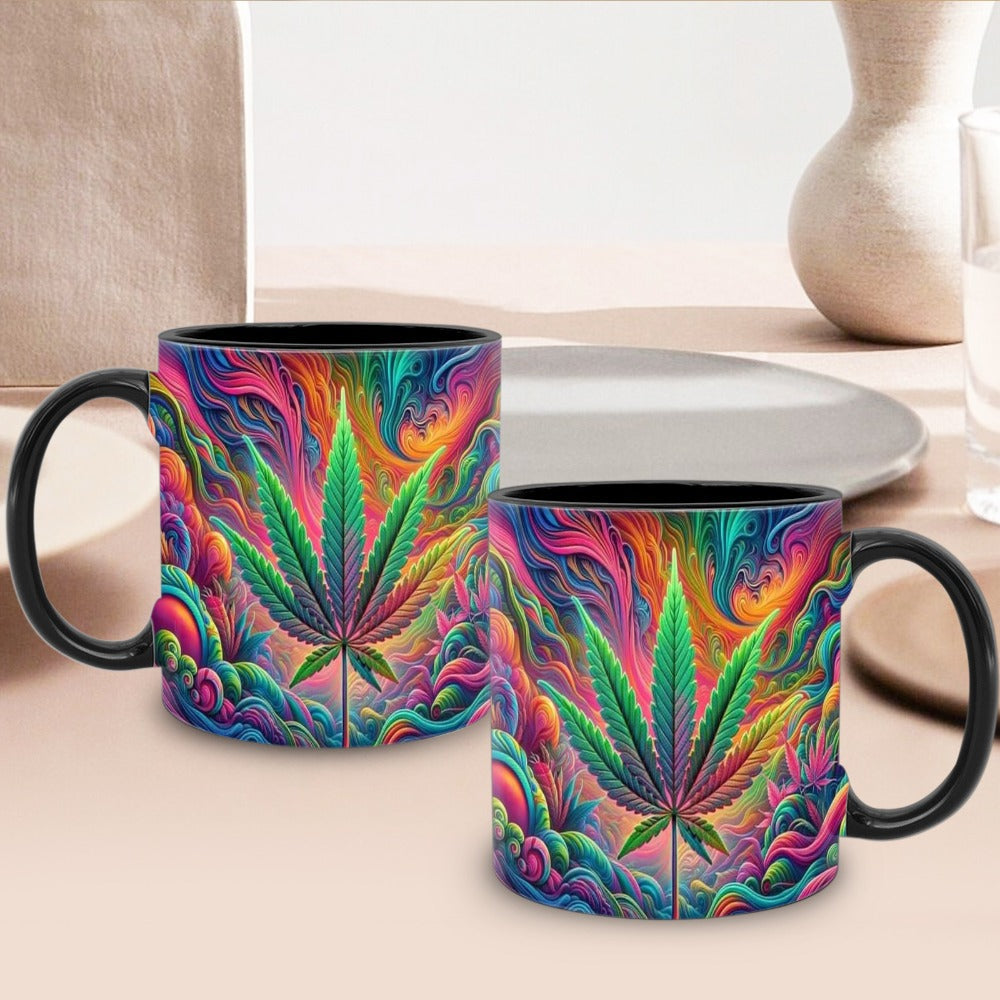 Psychedelic Print Ceramic Mug 11oz – Unique Artistic Coffee Mug for Living Room Office & Cafe | Cool Gift for Friends | Novelty Tea Cup with Bold Colorful Design