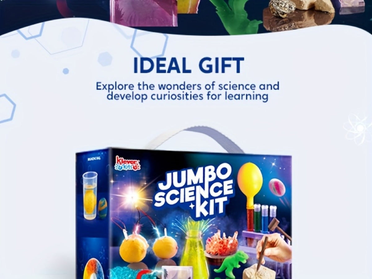 Jumbo Science Kit for Kids 130+ Experiments – STEM Chemistry Set with Crystal Growing Glowing Bulb Fossil Dig Soap Making, Hands-On Science Experiment Gift for Boys Girls Ages 6-12 Birthday Christmas
