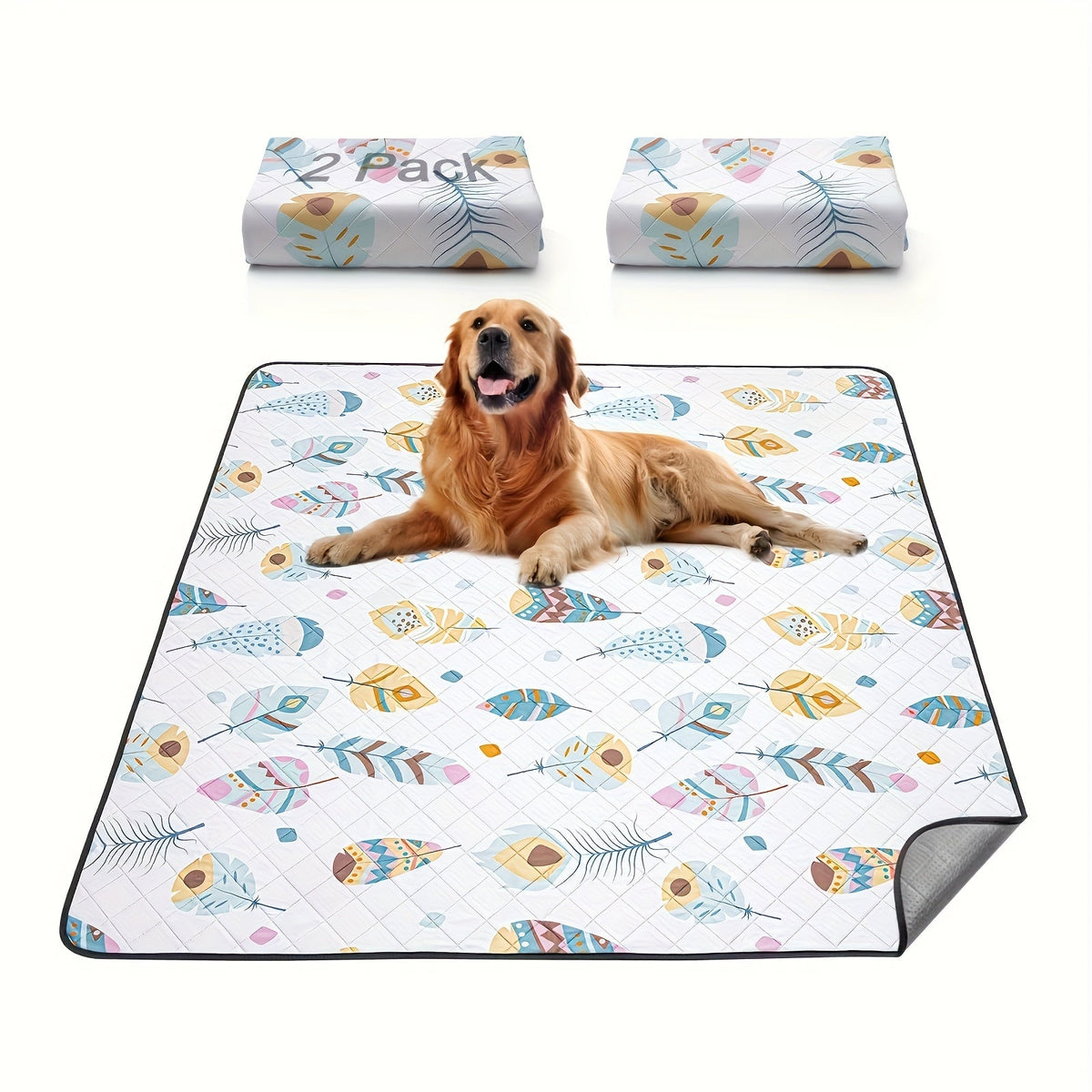 TPU Waterproof Washable Dog Pee Pads 2-Pack – Non-Slip Silicone Bottom, Ultra-Absorbent 4-Layer Whelping Pads | Reusable Puppy Training Pads for Playpen, Crate, Bed & Car | 7 Sizes | Machine Washable