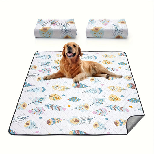 Washable Dog Pee Pads, 2-Pack with TPU Waterproof Layer & Non-Slip Bottom, 7 Sizes