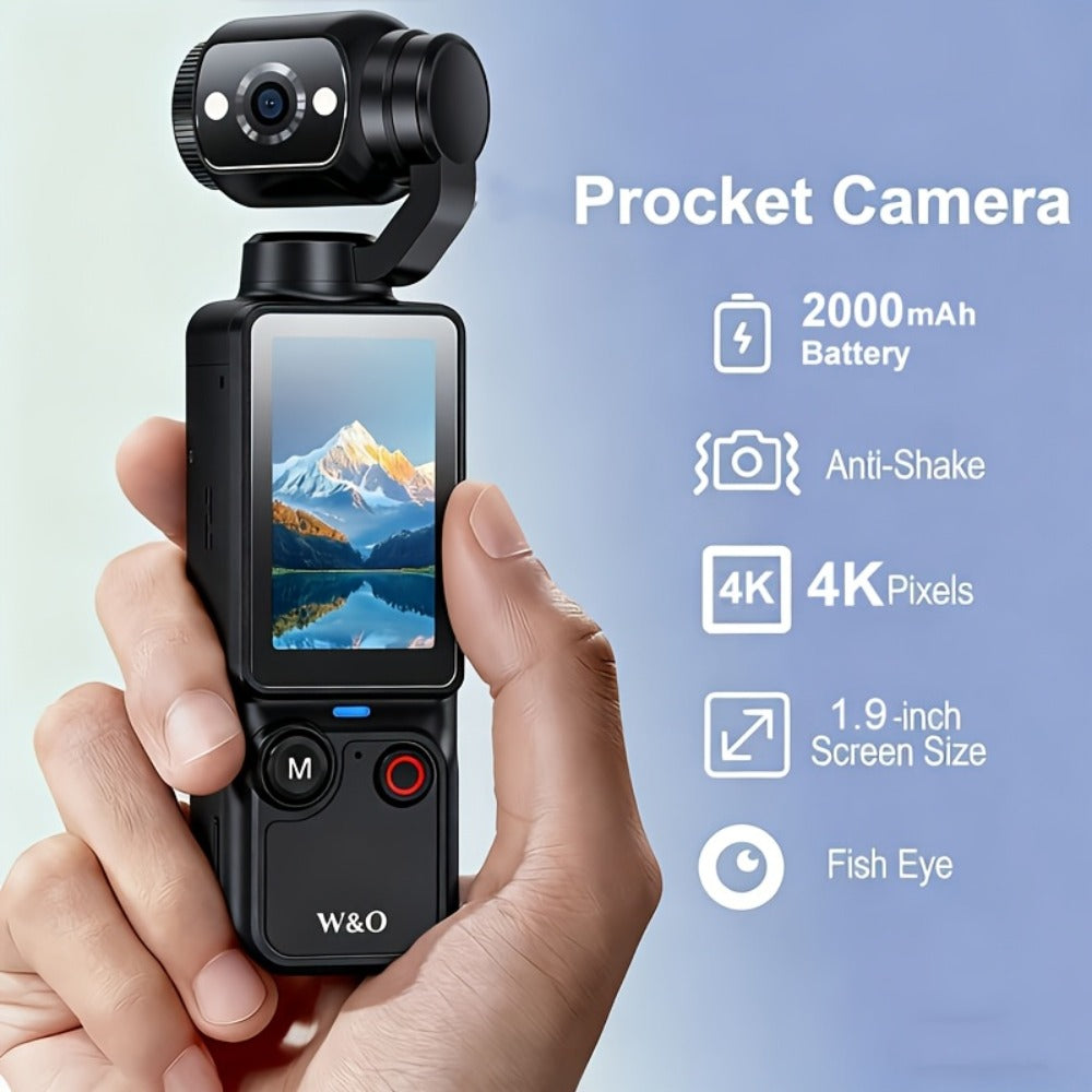 4K UHD Pocket Body Camera 32GB Card 2000mAh Battery 16X Zoom 180° Rotation 1.9-Inch Screen Mini Video Audio Cam for Outdoor Sport Bike Travel Personal Use Christmas Gift
