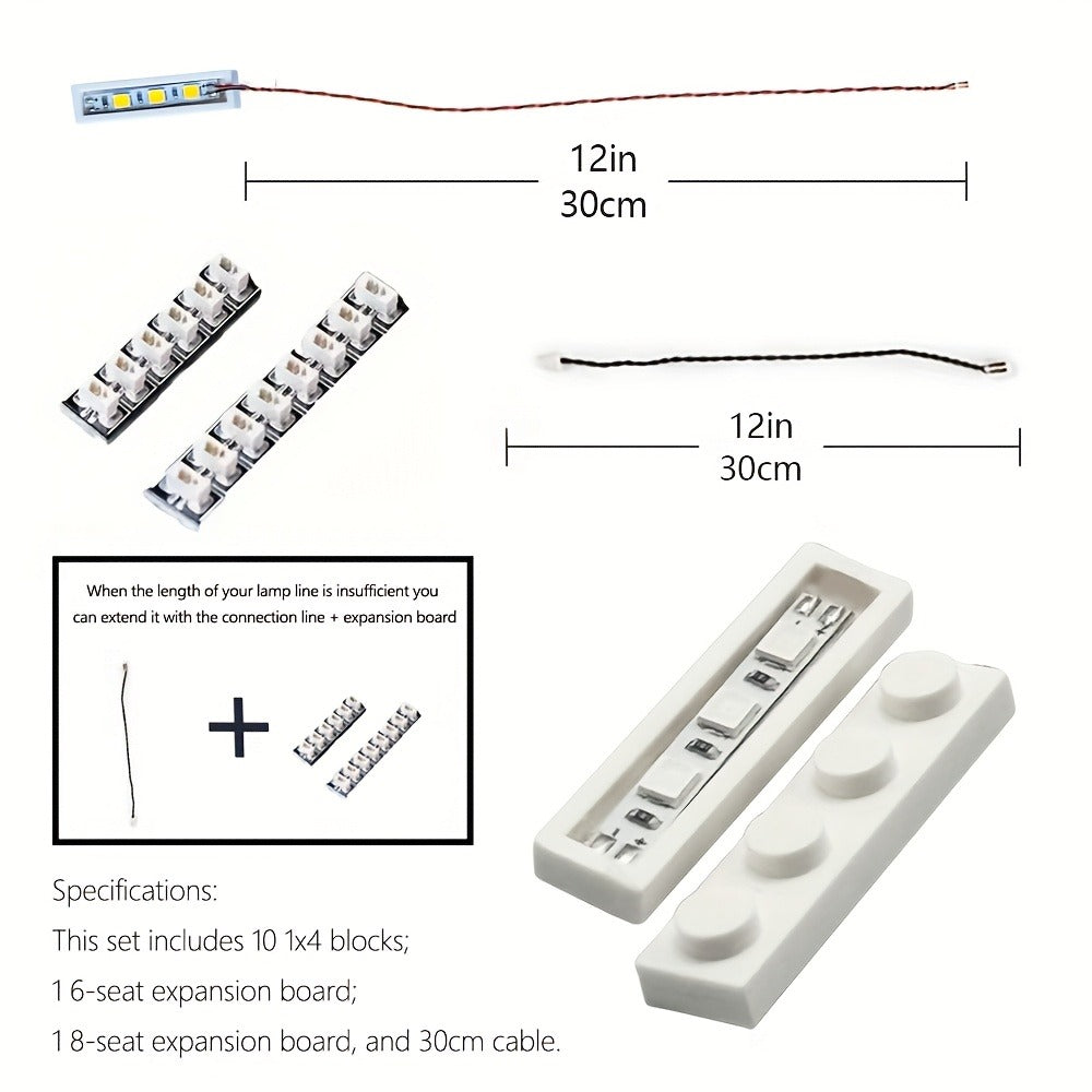 20-Piece 1x4 LED Brick Light Set for Building Block Displays