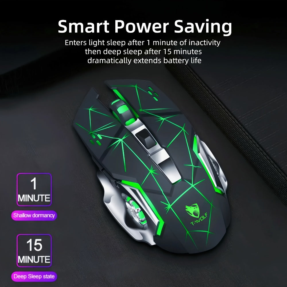 Bluetooth 5.0 2.4G Dual Mode Wireless RGB Gaming Mouse Silent 6 Button Ergonomic USB-C Rechargeable Breathing Light for PC Laptop Mac Tablet Office Gaming Tech Black Star Black White Gray