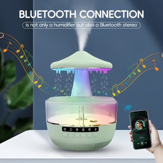 Raindrop Humidifier with Color-Changing LED Light, Wireless Music and 350 mL Tank