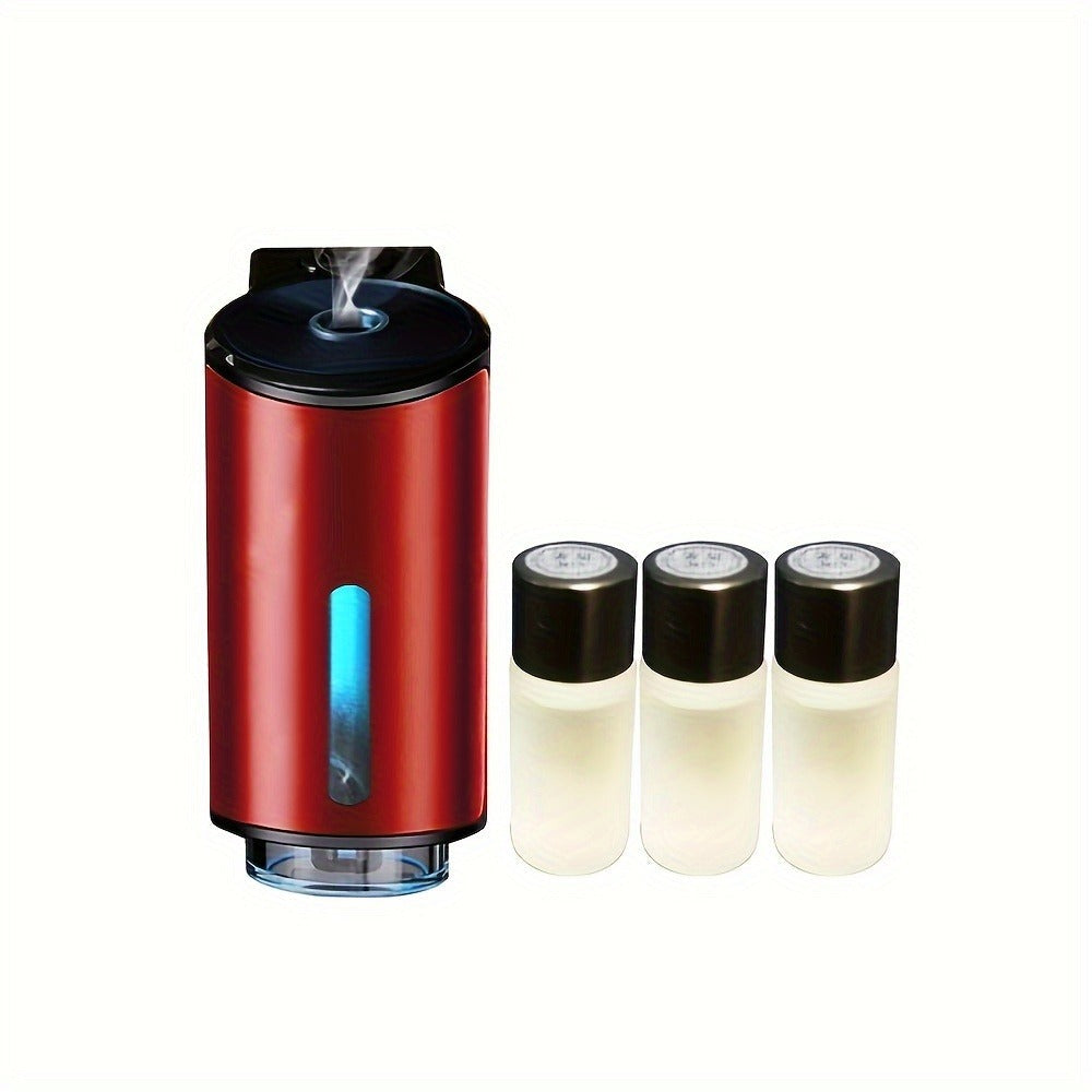 Car Essential Oil Diffuser & Humidifier – 3-Level Adjustable Mist, Quiet Ultrasonic Aromatherapy, Cup Holder Fit, Portable for All Car Models | Daily Commute Road Trip Driver Gift | Red Grey