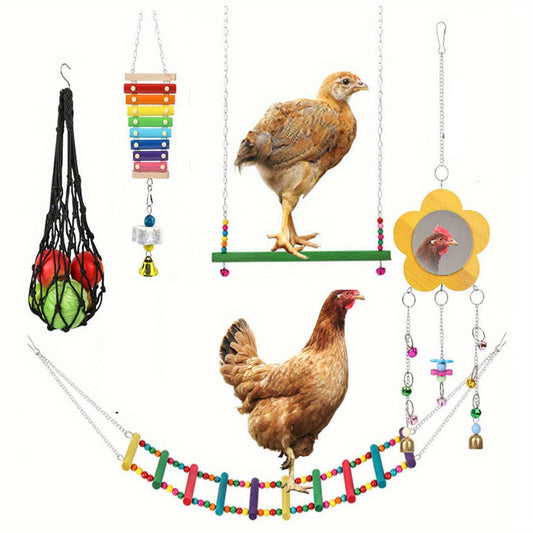 Chicken Coop Toy Set for Backyard Hens, A01 Enrichment Accessories, 5 or 9 Pieces