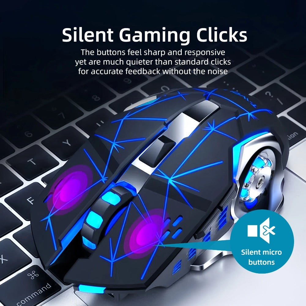 Bluetooth 5.0 2.4G Dual Mode Wireless RGB Gaming Mouse Silent 6 Button Ergonomic USB-C Rechargeable Breathing Light for PC Laptop Mac Tablet Office Gaming Tech Black Star Black White Gray